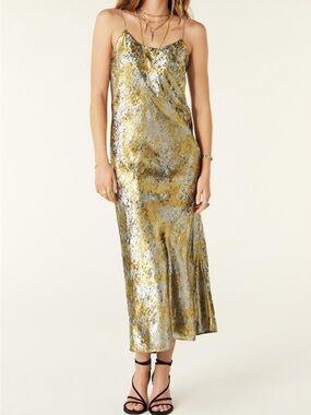 ba&sh Flavia dress in silver/gold metallic